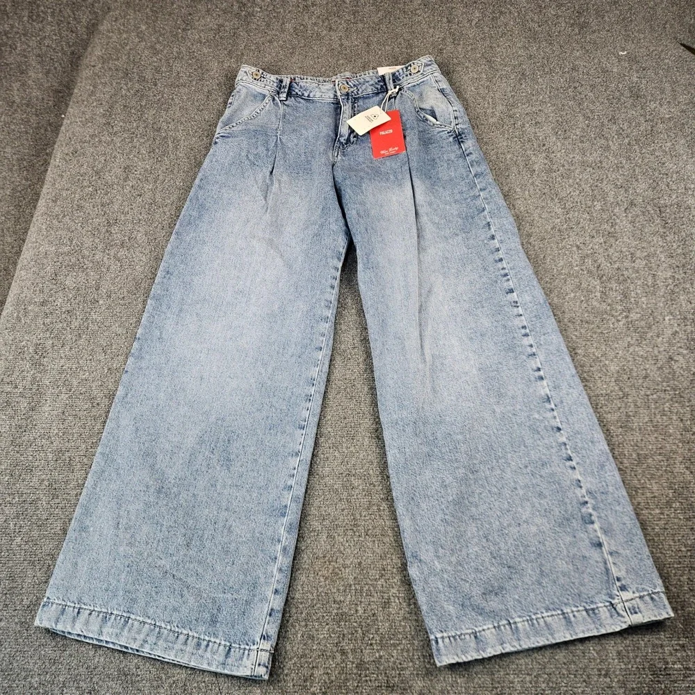 Lucky Brand Palazzo Wide Leg Rigid Denim Jeans Light Wash Blue 6/28 R New
